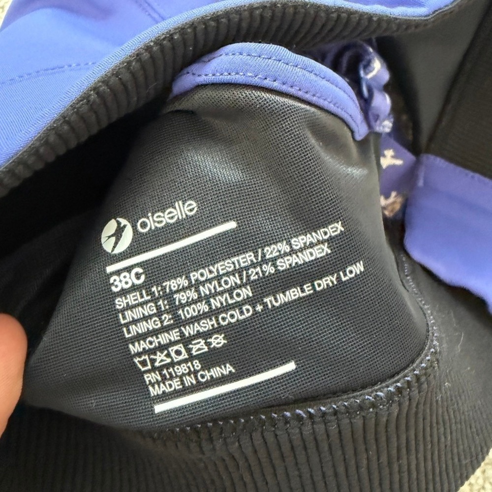 Oiselle High Impact Sports Bra Womens 38C Blue Running Gym Athletic - Picture 5 of 5